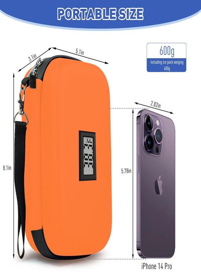 Verifine Insulin Cooler Travel Case, 2 × 180g TSA Approved Ice Packs, Refrigerated Medicine Case with Temperature Display (Orange) - Image 4